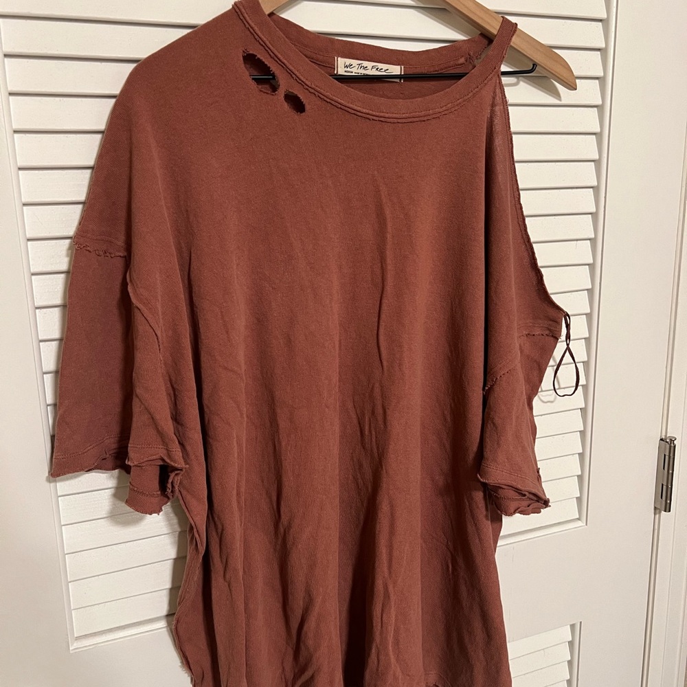Free People Oversized Distressed Tee